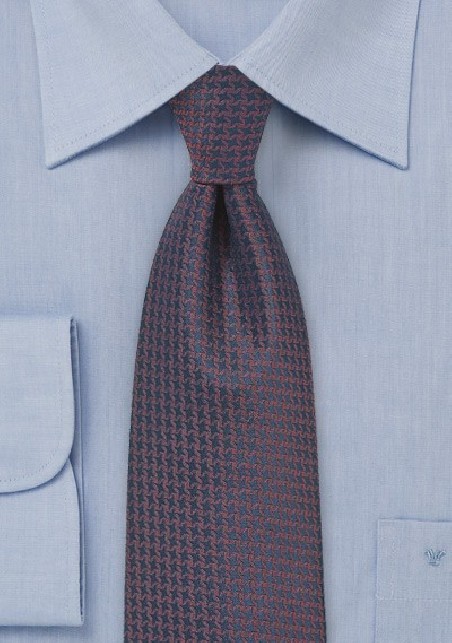 Micro Check Tie in Navy and Copper