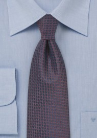 Micro Check Tie in Navy and Copper