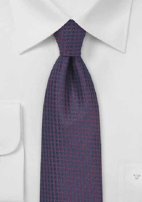 Micro Check Tie in Wine Red and Blue