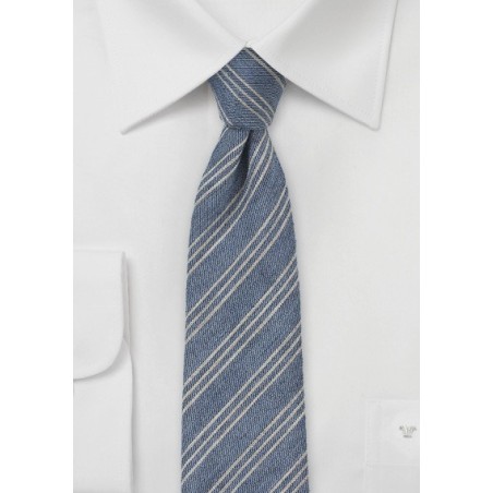 Denim Blue Striped Winter Tie