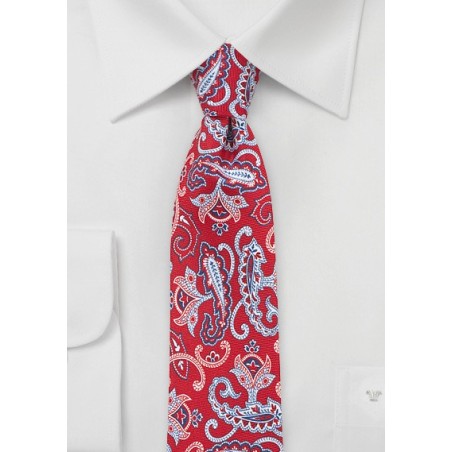 Summer Paisley Silk Tie in Bright Red