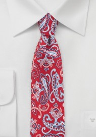 Summer Paisley Silk Tie in Bright Red