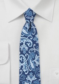 Skinny Summer Paisley Tie in Blue