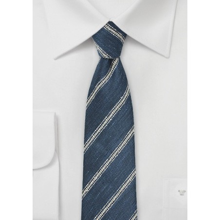 Striped Linen Tie in Indigo
