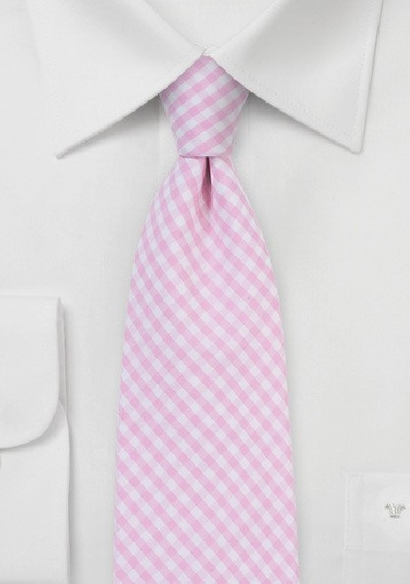 Tea Rose Pink Gingham Tie