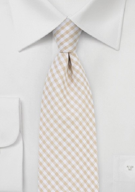 Gingham Cotton Tie in Golden Wheat