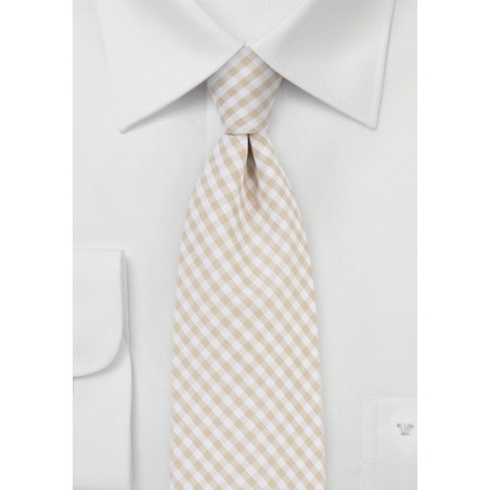 Gingham Cotton Tie in Golden Wheat