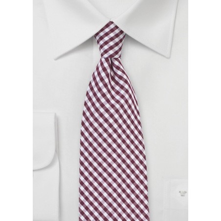 Gingham Necktie in Burgundy