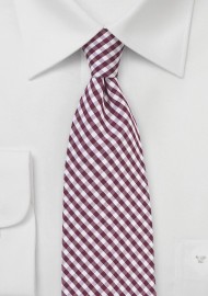 Gingham Necktie in Burgundy