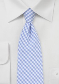 Baby Blue Cotton Tie with Gingham Check