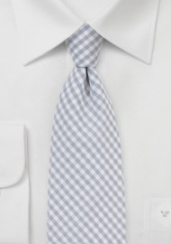 Silver and White Micro Plaid Necktie
