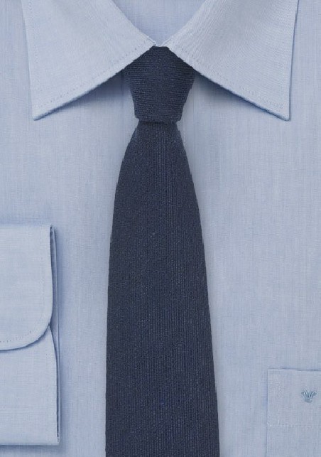 Dark Navy Solid Wool Necktie