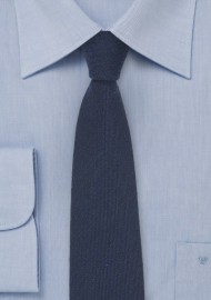 Dark Navy Solid Wool Necktie