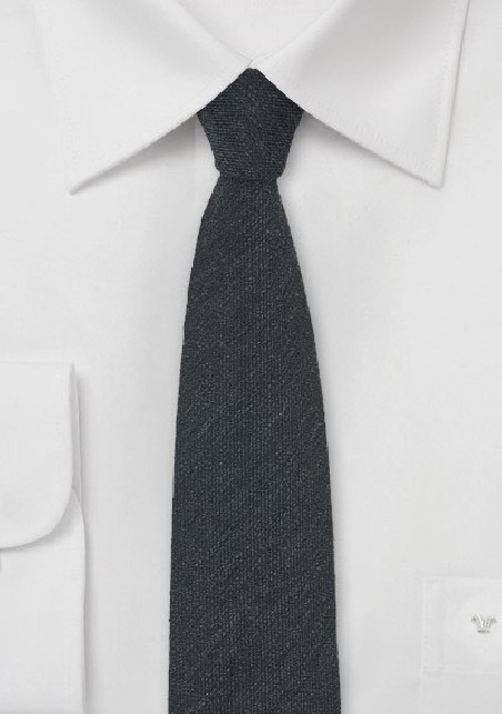 Skinny Wool Necktie in Smoke Gray