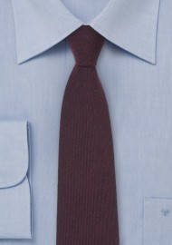Skinny Wool Tie in Deep Burgundy