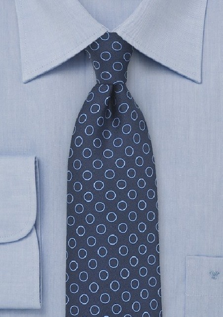 Dot Pattern Silk Tie in Navy and Light Blue