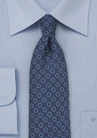Dot Pattern Silk Tie in Navy and Light Blue