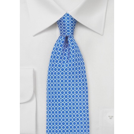 Graphic Print Silk Tie in Marina Blue