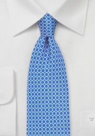 Graphic Print Silk Tie in Marina Blue