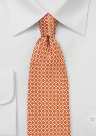 Vintage Orange Graphic Print Silk Tie