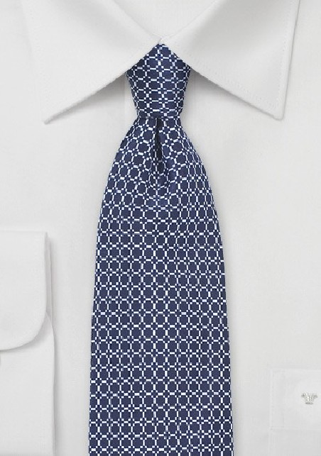Vintage Print Silk Tie in Classic Navy