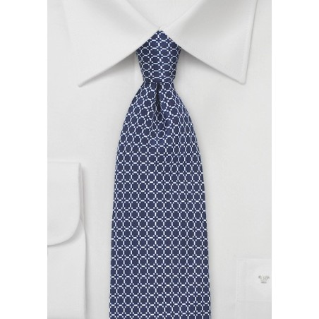 Vintage Print Silk Tie in Classic Navy