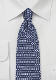 Vintage Print Silk Tie in Classic Navy