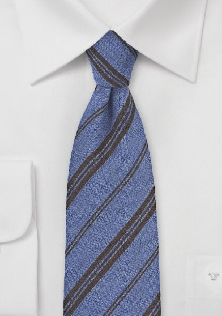 Wool Necktie in Denim Blue and Chocolate Brown