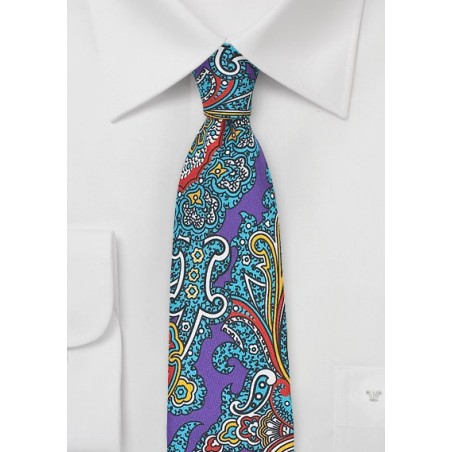 Colorful Spanish Paisley Silk Tie in Purple