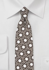 MOD Print Silk Tie in Brown and White