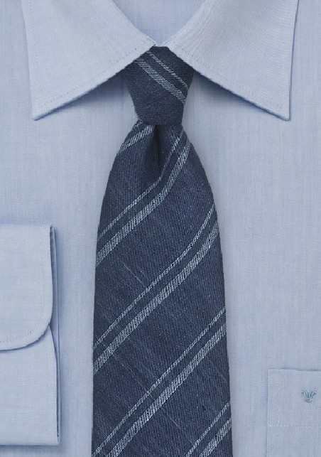 Dark Navy Italian Linen Necktie