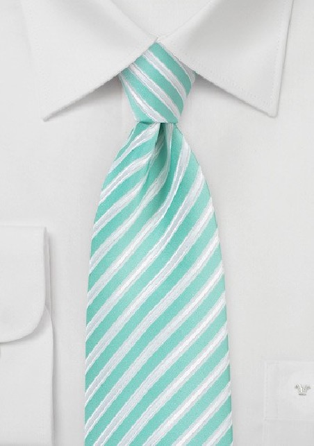 Pool Blue Tie with White Stripes