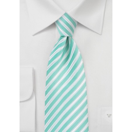 Pool Blue Tie with White Stripes