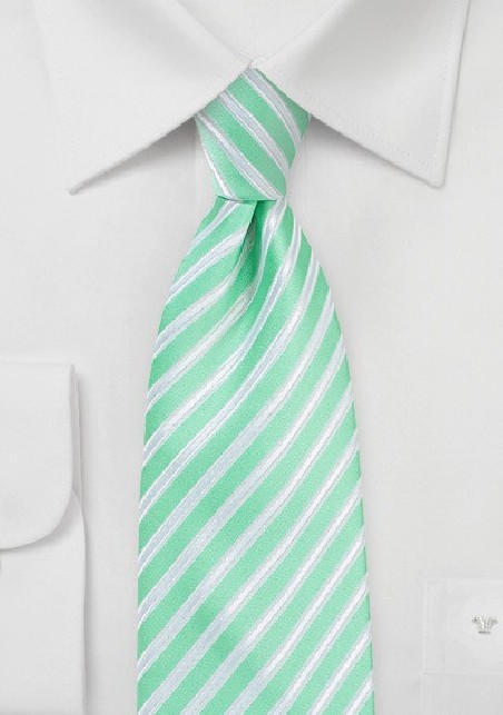 Striped Necktie in Spring Bud Green