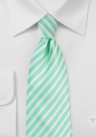 Striped Necktie in Spring Bud Green