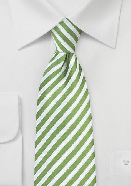Kiwi Green and White Striped Tie