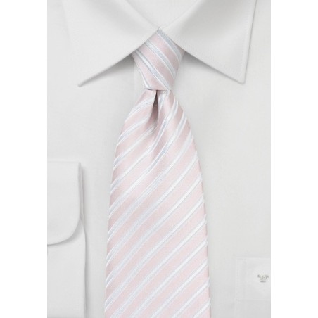 Pastel Pink and White Striped Tie
