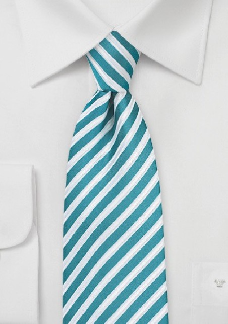 Striped Necktie in Tile Blue