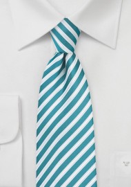 Striped Necktie in Tile Blue