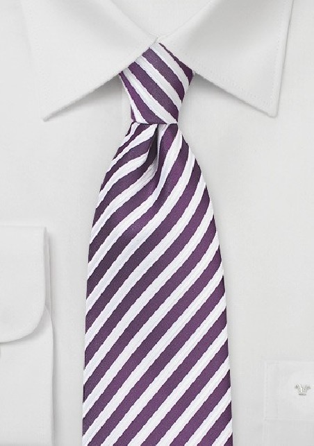 Grape Purple and White Striped Tie