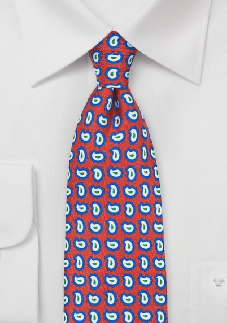 Pop Art Paisley Silk Tie in Red, Blue, Green