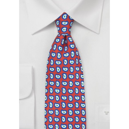 Pop Art Paisley Silk Tie in Red, Blue, Green