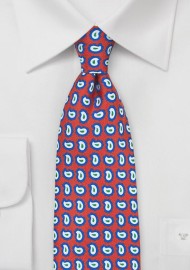 Pop Art Paisley Silk Tie in Red, Blue, Green