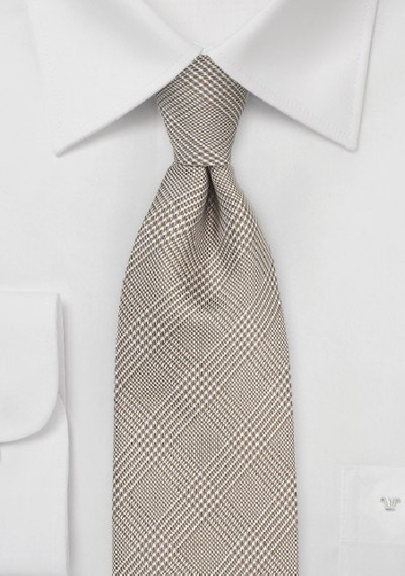 Glen Check Silk Tie in Golden Taupe