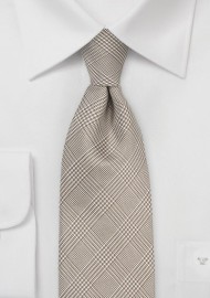 Glen Check Silk Tie in Golden Taupe
