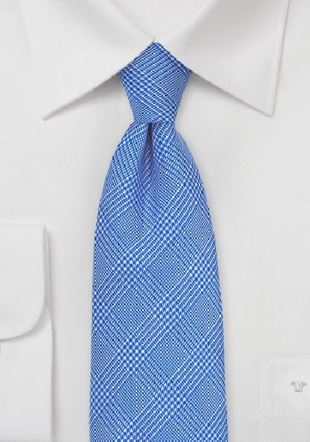 Glen Check Silk Tie in Bright Blue