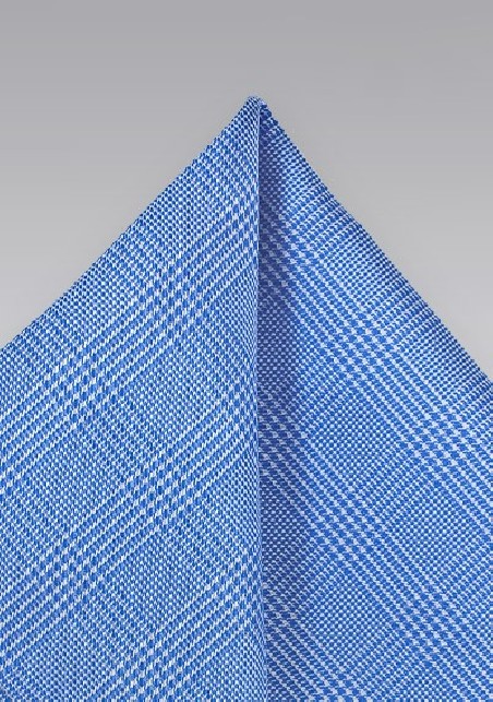 Silk Hanky with Glen Checks in Bright Blue