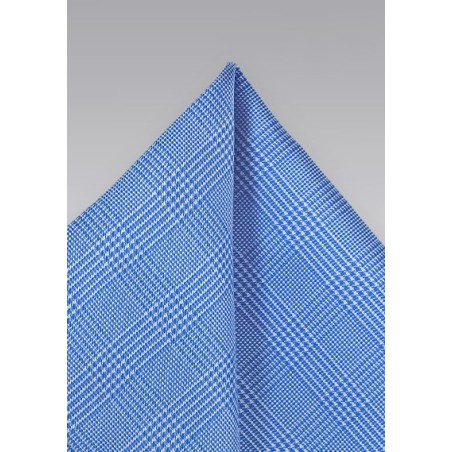 Silk Hanky with Glen Checks in Bright Blue