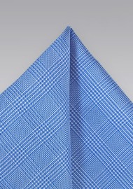 Silk Hanky with Glen Checks in Bright Blue