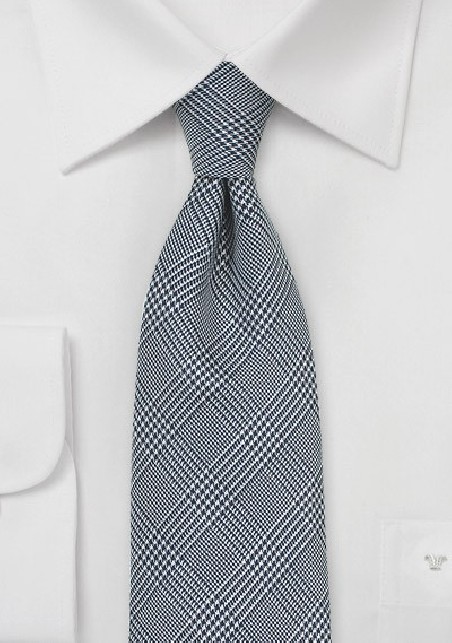 Charcoal and Silver Glen Check Silk Tie